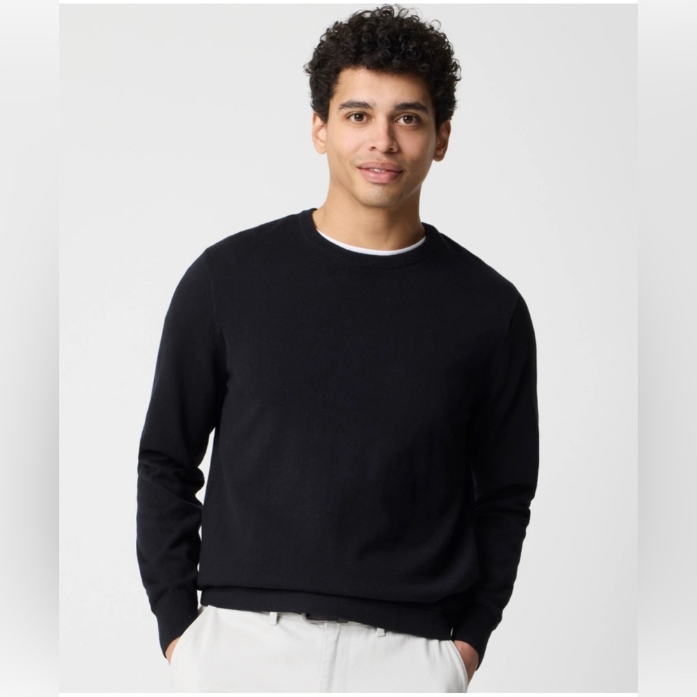 J. Crew Factory Men's Black 100% Cotton Crewneck Sweater-Tee‎ Preppy Classic XL